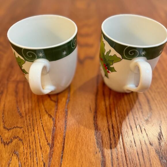 Four Fitz And Floyd Holly Hat Snowman Christmas Coffee Mugs Tea Cups Set of 4 - Picture 3 of 16